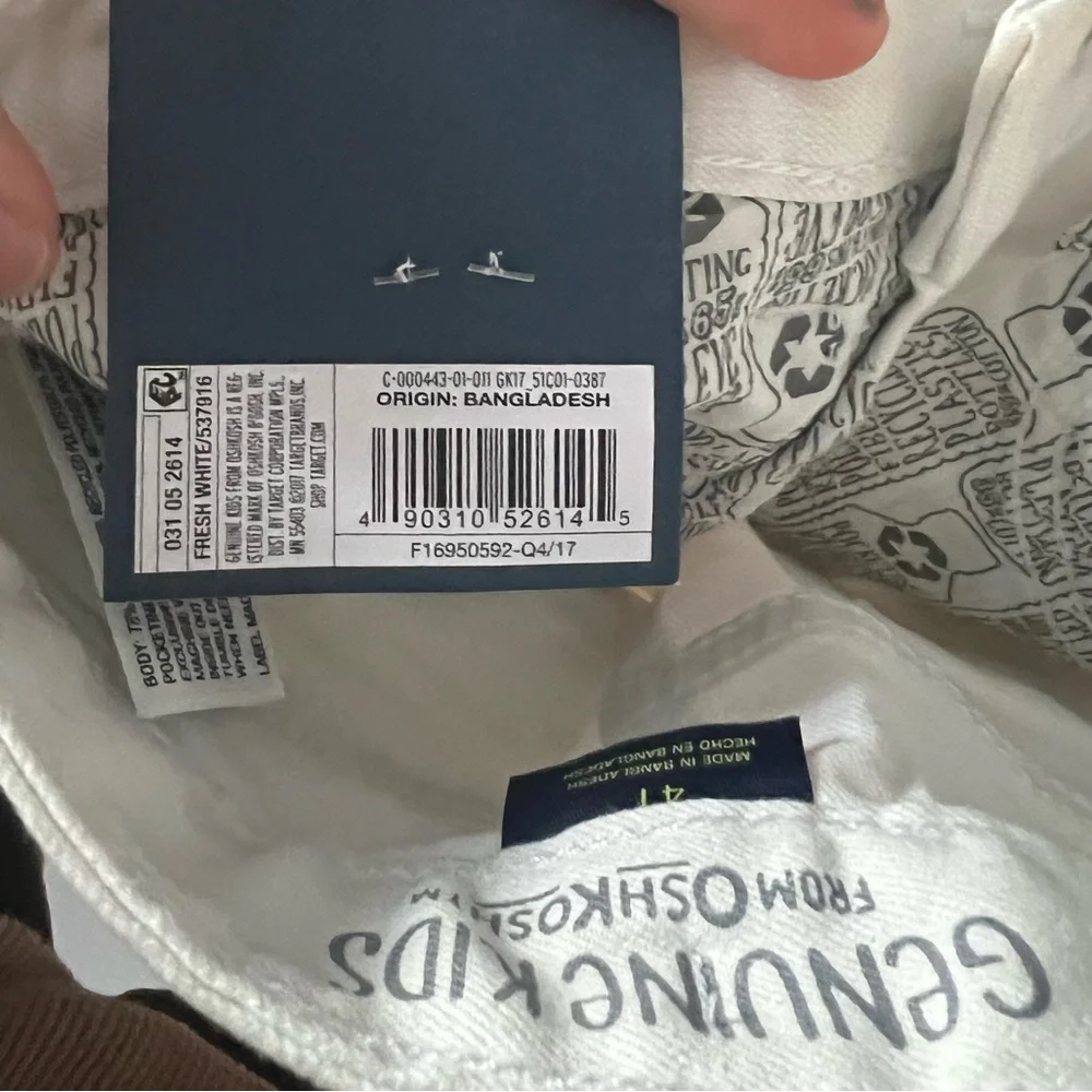 NWT 10/$40 Oshkosh Skinny Jeans Pants adjustable Waist White Genuine Kids